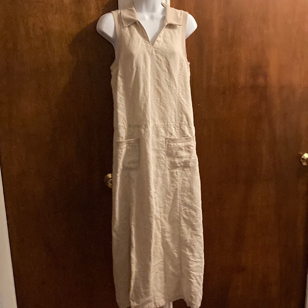 Laura Ashley linen sleeveless maxi dress